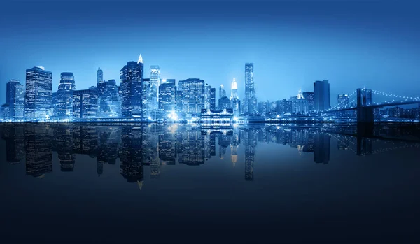 Una Vista Ciudad Nueva York Por Noche Fotoset Original — Foto de Stock