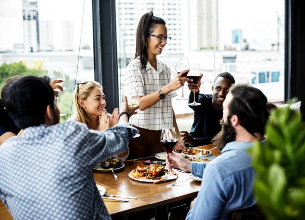 Group Diversity People Having Business Lunch Original Photoset — Stock Photo, Image