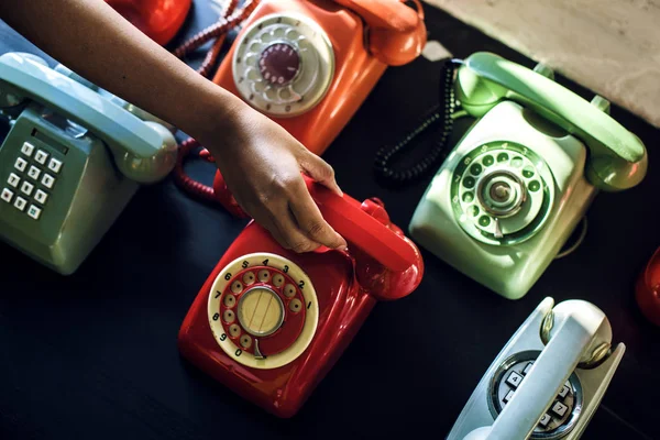 Retro barevné telefonní střílet — Stock fotografie