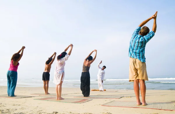 Yogapass Stranden Ursprungliga Fotosätta — Stockfoto