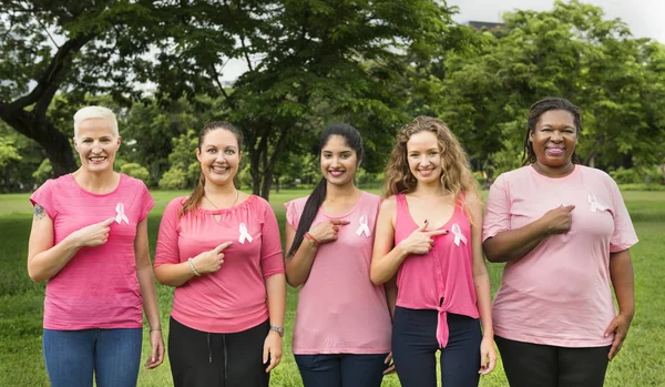 Mujeres Apoyan Lucha Contra Cáncer Mama Fotoset Original — Foto de Stock