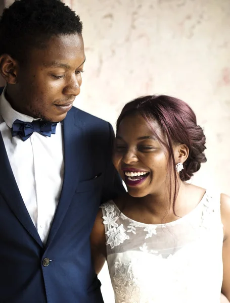 Cheerful African Descent Bride Groom Together Photoset Original — Fotografia de Stock