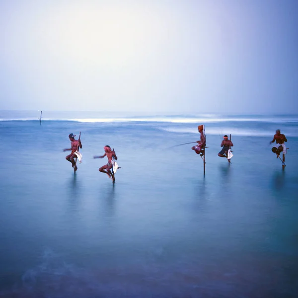 Traditional Stilt Fishermen Sri Lanka Concept Original Photoset — Stock Photo, Image