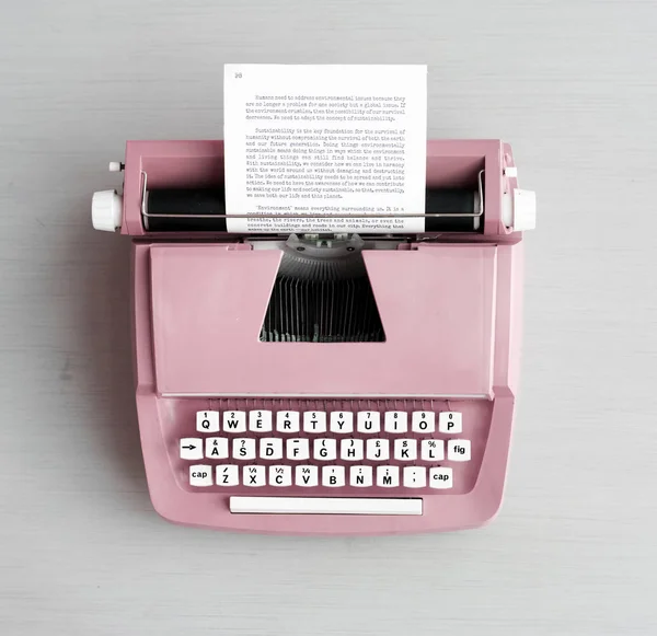 Máquina Escribir Retro Pastel Sobre Superficie Gris Fotoset Original — Foto de Stock