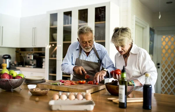 Coppia Stanno Cucinando Cucina Insieme Fotoset Originale — Foto Stock