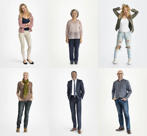 Set Van Portretten Met Diversiteit Mensen Collage Van Mensen Volledige — Stockfoto