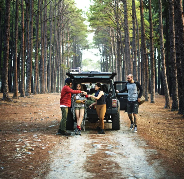 Viaje Por Carretera Camping Car Explore Adventure Concept Photoset Original — Foto de Stock