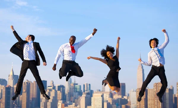 Group Diverse Business People Jumping Original Photoset — Stock Photo, Image