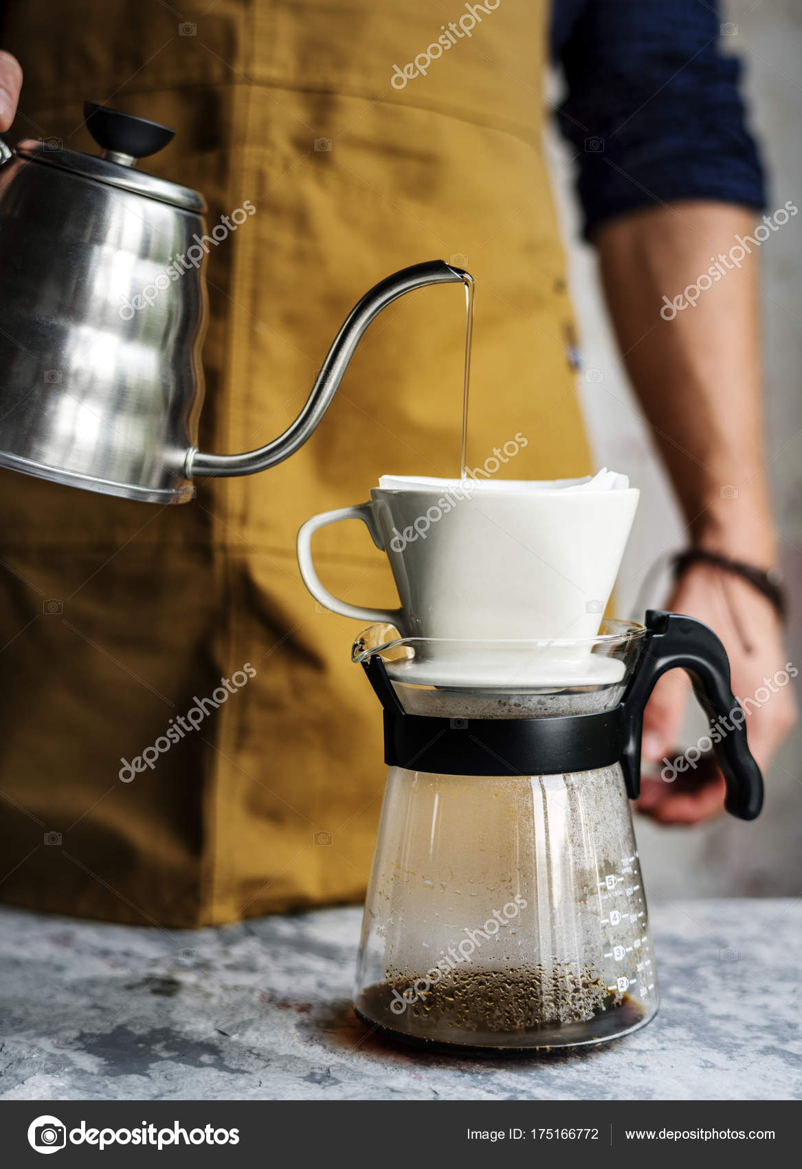 Barista Coffee Pot Pouring Hot Drip Concept Original Stock Photo Barista Coffee Pot Pouring Hot Drip Concept Original Stock Photo