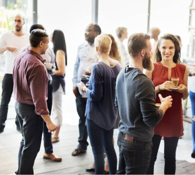 İş arkadaşları büfe partisi Brunch yemek kavramı, özgün photoset