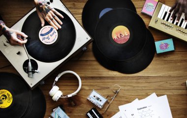 Retro vinil kayıtlar, özgün hissederek photoset