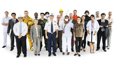 Çok etnik gruptan oluşan insanlar çeşitli meslek 