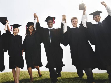 Çeşitli mezun olan öğrencilerin, özgün grup photoset