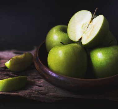 Bir plaka, orijinal yeşil elma photoset