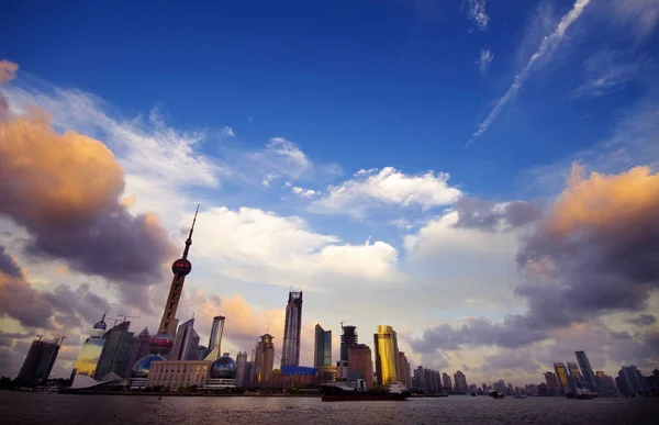 Zonsondergang Shanghai Skyline Originele Photoset — Stockfoto