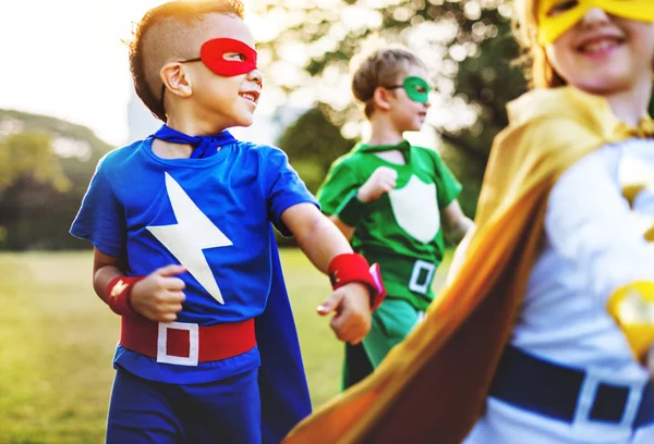 Niños Superhéroes Con Superpoderes Fotoset Original — Foto de Stock