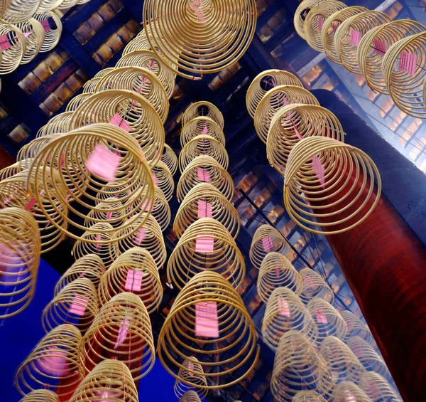 Incense Coils Burning Chinese Temple Original Photoset — Stock Photo, Image