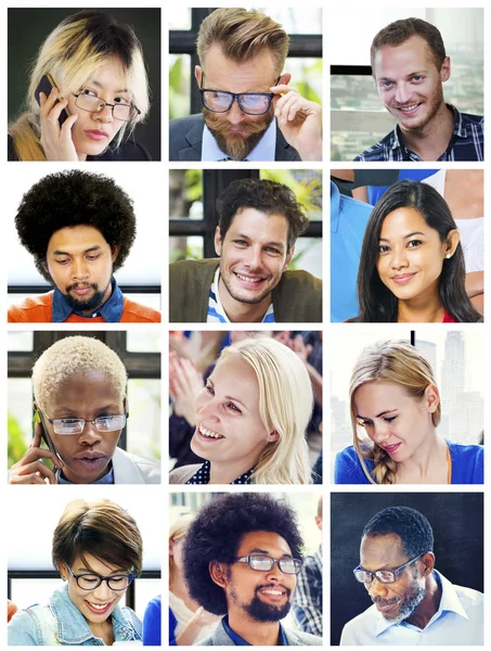 Set of portraits with diversity people — Stock Photo, Image