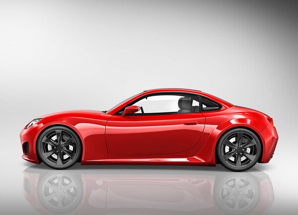 Illustration of a red car isolated on white background 