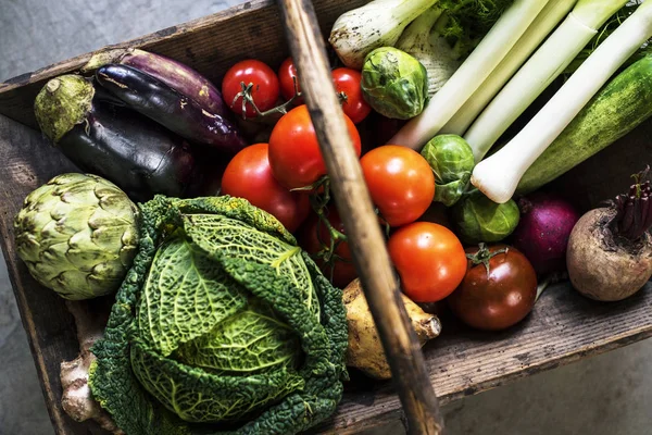 Různé Druhy Čerstvé Zeleniny Originální Sada Fotek — Stock fotografie