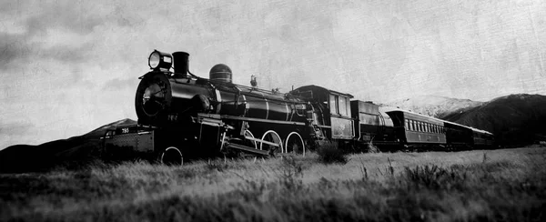 Τρένο Ατμού Ένα Ανοιχτό Ύπαιθρο Αρχικό Photoset — Φωτογραφία Αρχείου