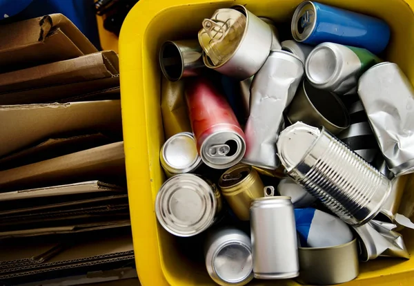 Recykling Puszkach Photoset Polu Ochrony Środowiska Oryginalny — Zdjęcie stockowe
