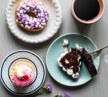 Pasta çörek ekmek tatlılar tatlı mola zamanı, özgün photoset