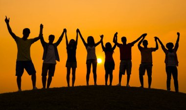 Grup başarı, özgün photoset insan