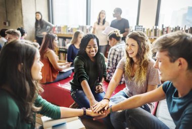 Çeşitlilik öğrencilerin öğrenme Kütüphane, özgün photoset  