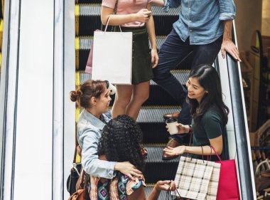 Grup, insanlar alışveriş, özgün photoset
