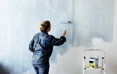 Özgün duvar boyama inşaat kadın photoset