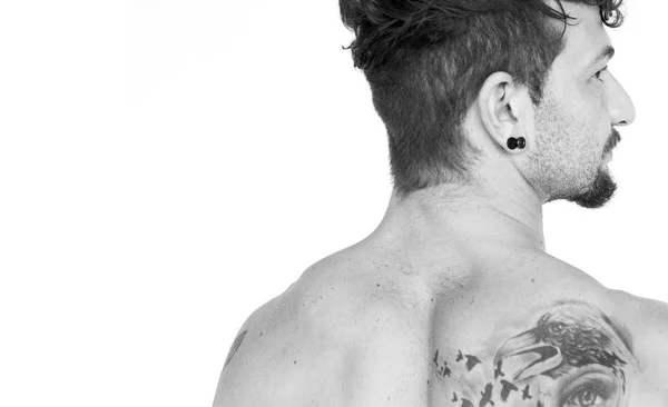 Tatuado Homem Posando Estúdio Estúdio Tiro Conceito — Fotografia de Stock