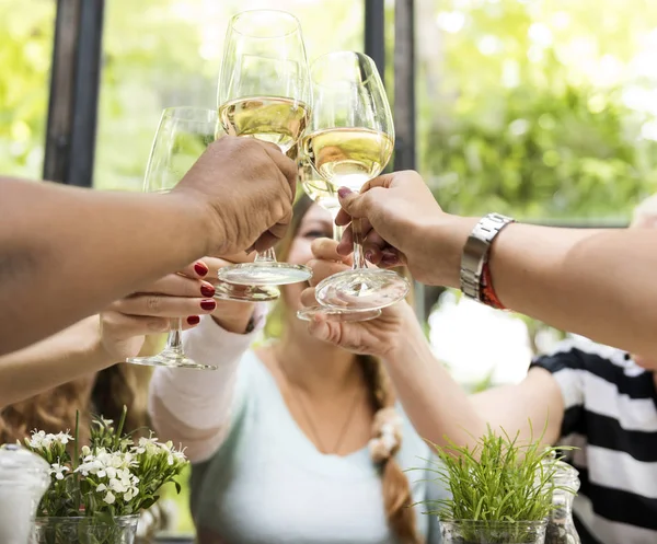 Vrouwen Vieren Met Wijn Originele Photoset — Stockfoto