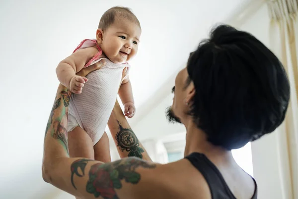 Asian Dad Holding His Baby Love Original Photoset — Stock Photo, Image