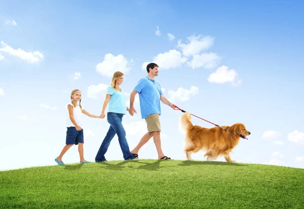 Family with Petting Dog
