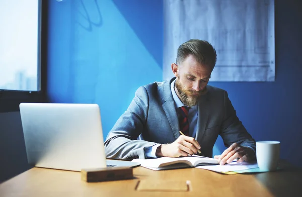 Trabalho Homem Negócios Determina Conceito Estilo Vida Espaço Trabalho Photoset — Fotografia de Stock