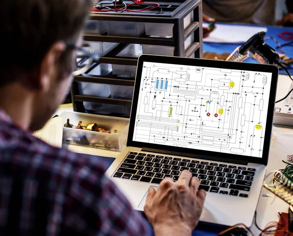 コンピューター ラップトップ表示電子回路パターン — ストック写真