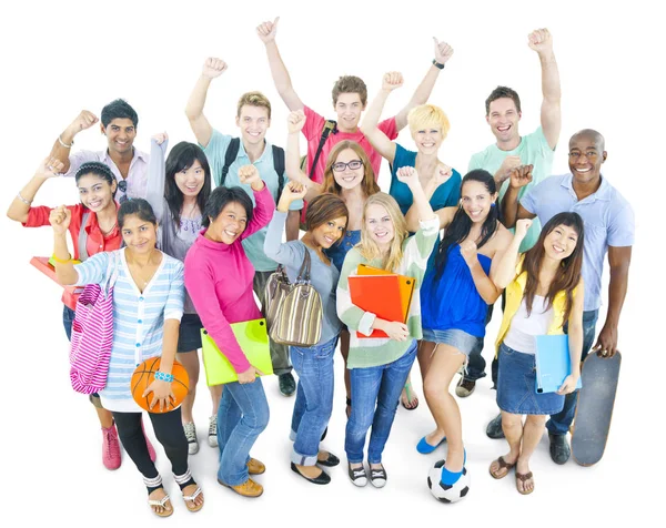 Boldog sokszínű tanulók csoportja — Stock Fotó
