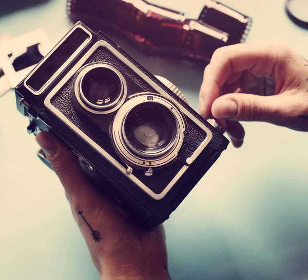 Vintage retro filme câmera — Fotografia de Stock