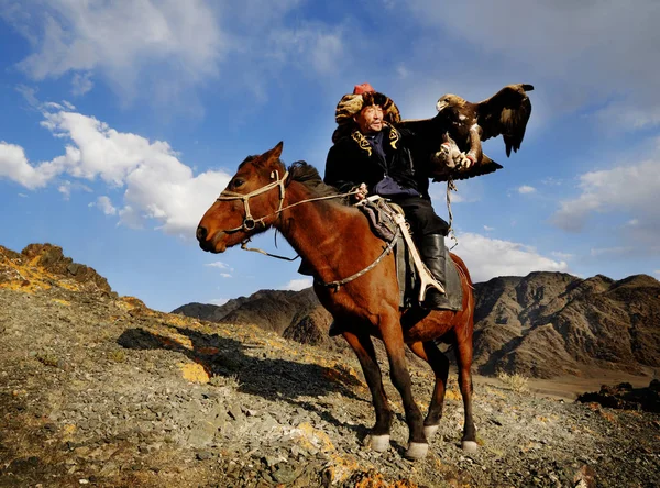 Kazak erkek tilki ve kurt avı — Stok fotoğraf