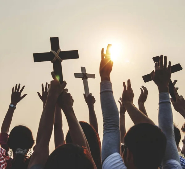 Christians Holding Crosses Original Photoset — Stock Photo, Image