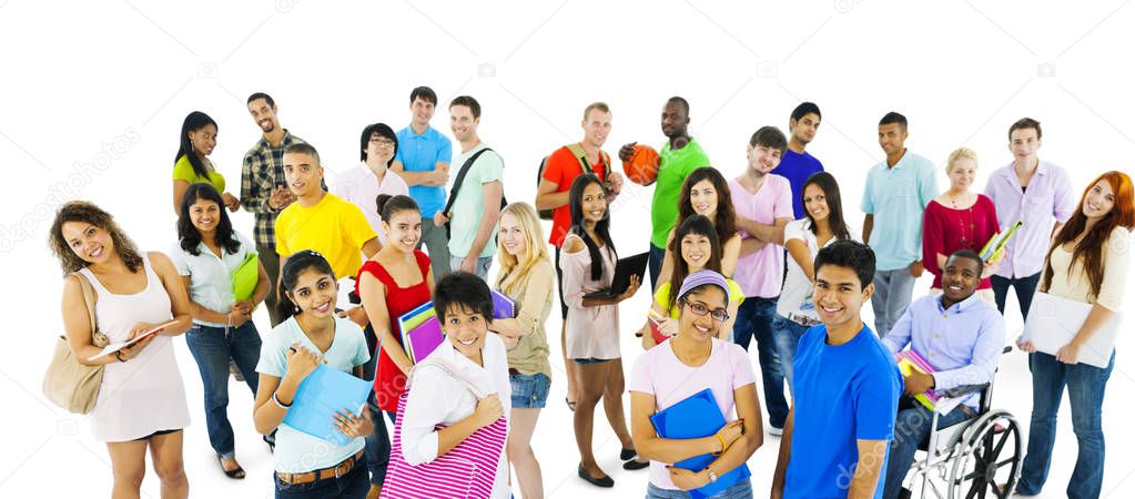 Large group of diverse students, original photoset