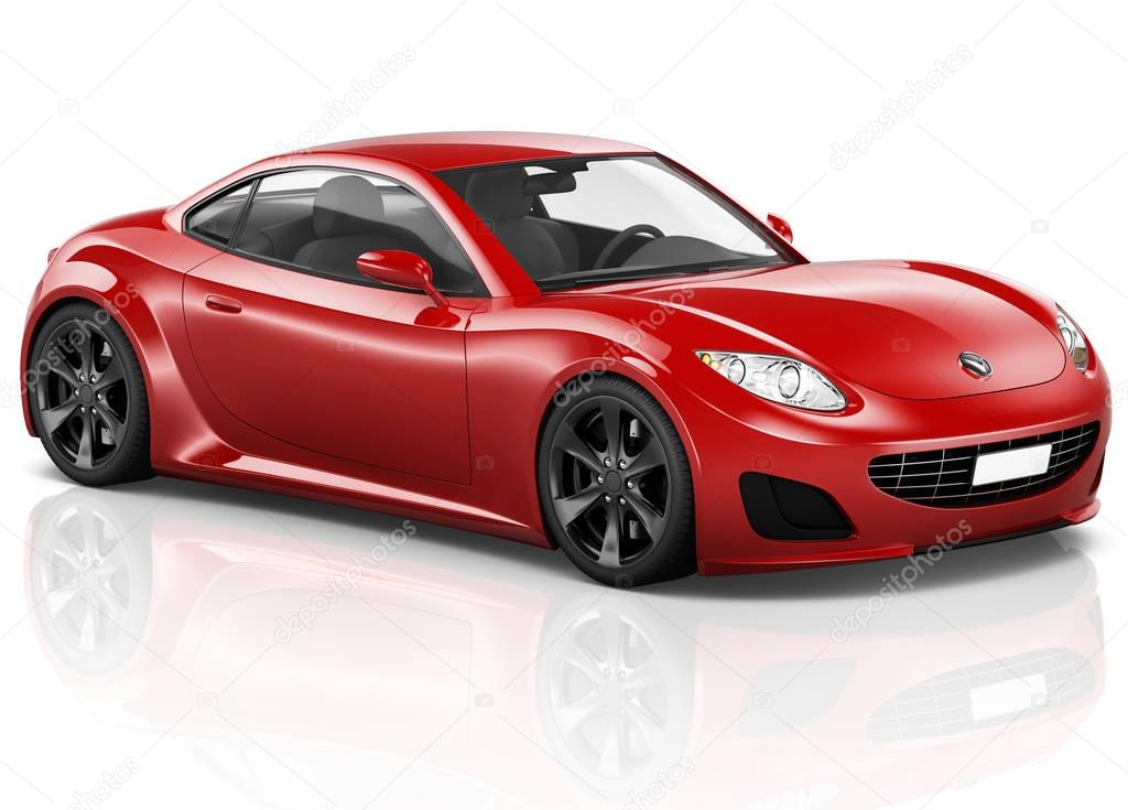 Illustration of a red car isolated on white background 