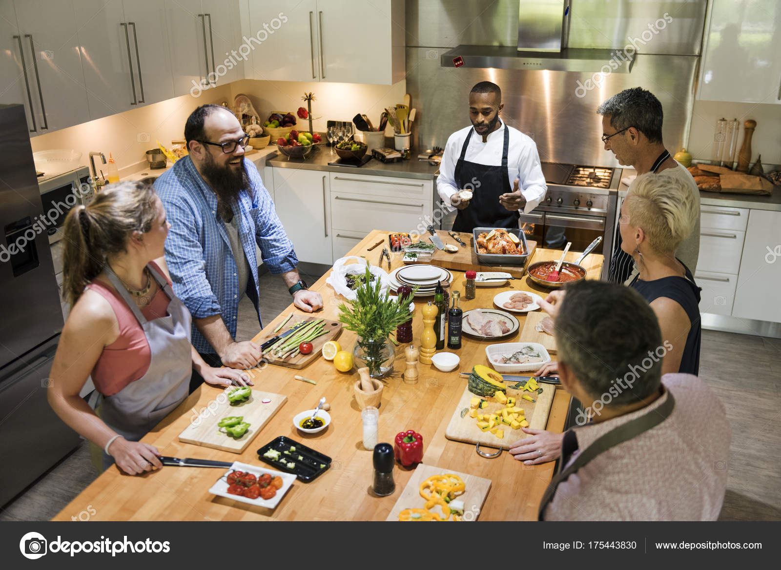 Group Friends Cooking Kitchen — Stock Photo © Rawpixel 175443830