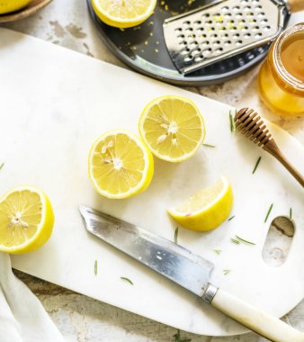 Bıçak, orijinal ile taze limon closeup photoset