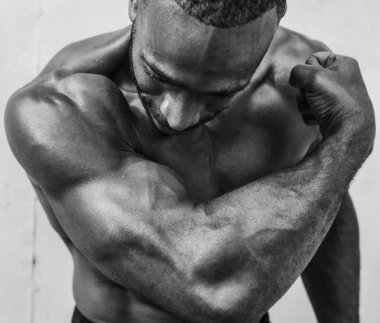 Spor salonunda, orijinal Afrika adam photoset