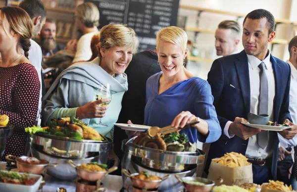 Groep Diverse Mensen Zijn Lunch Samen Originele Photoset — Stockfoto