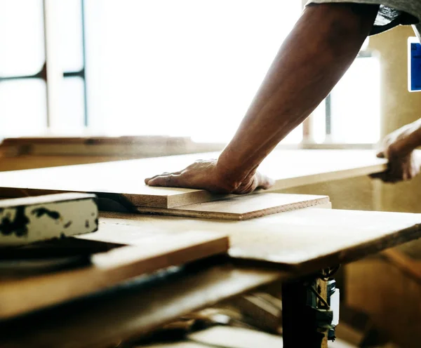 Falegname Che Lavora Con Legno Fotoinsieme Originale — Foto Stock