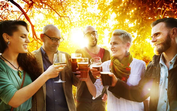 stock image friends hanging out at outdoors party