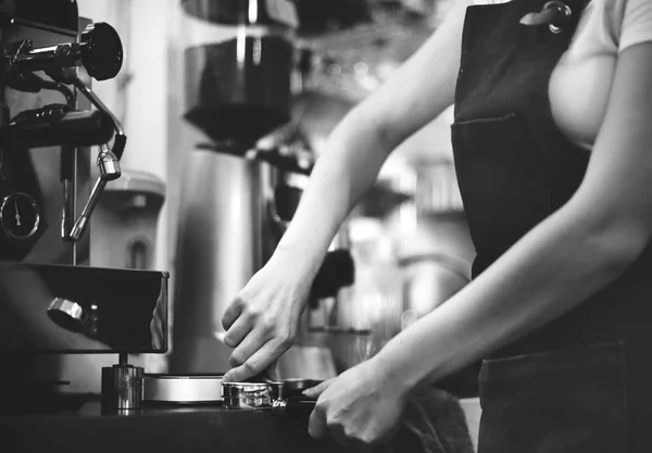 Barista Kavárně Originální Sada Fotek — Stock fotografie